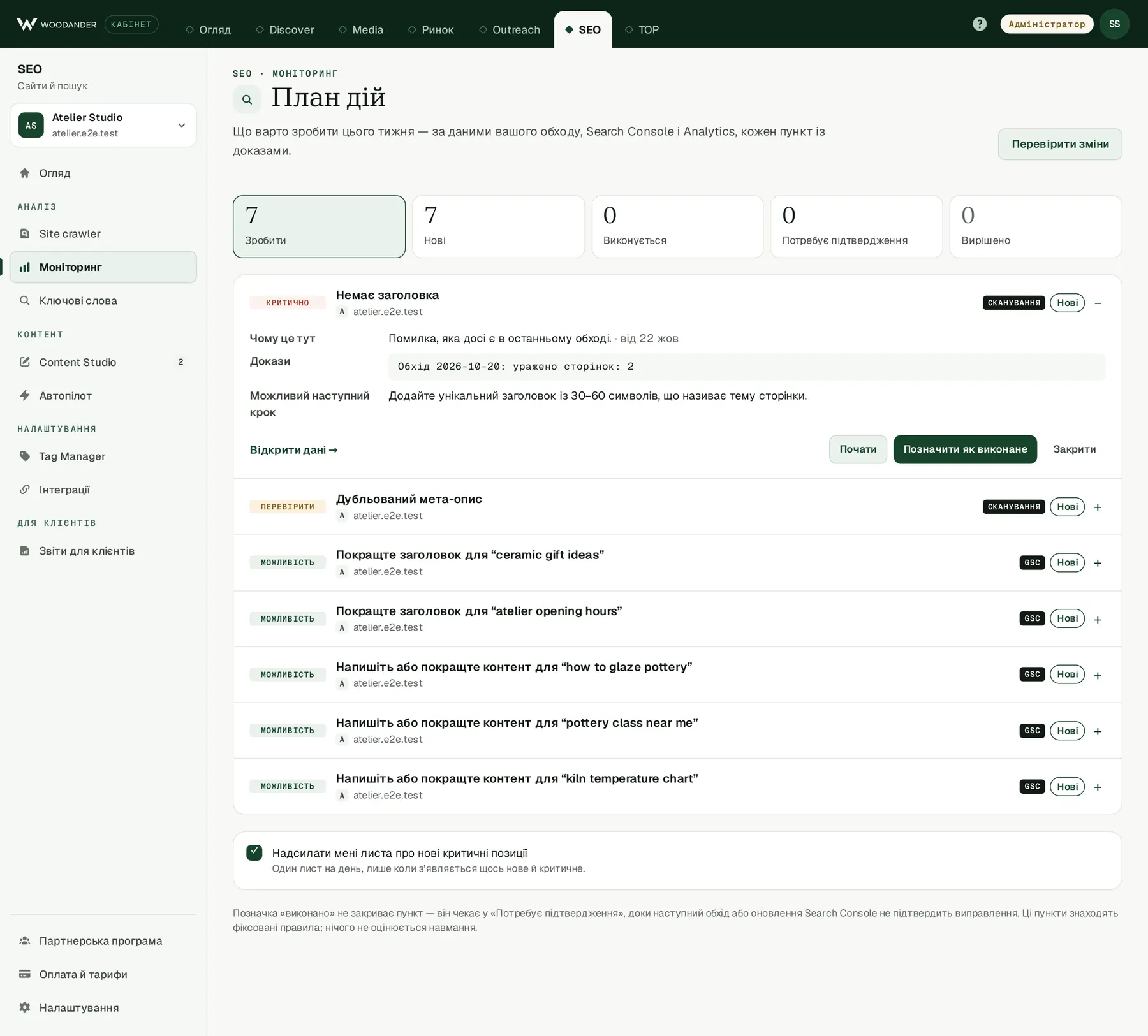 Woodander Workspace: План дій
